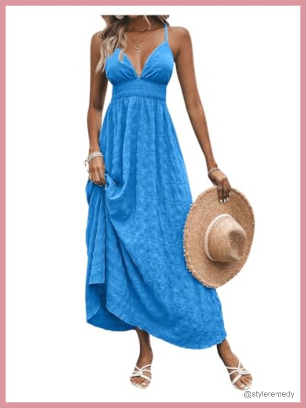 Backless Long Summer Maxi Dress A Line Flowy V Neck Cami Sundress